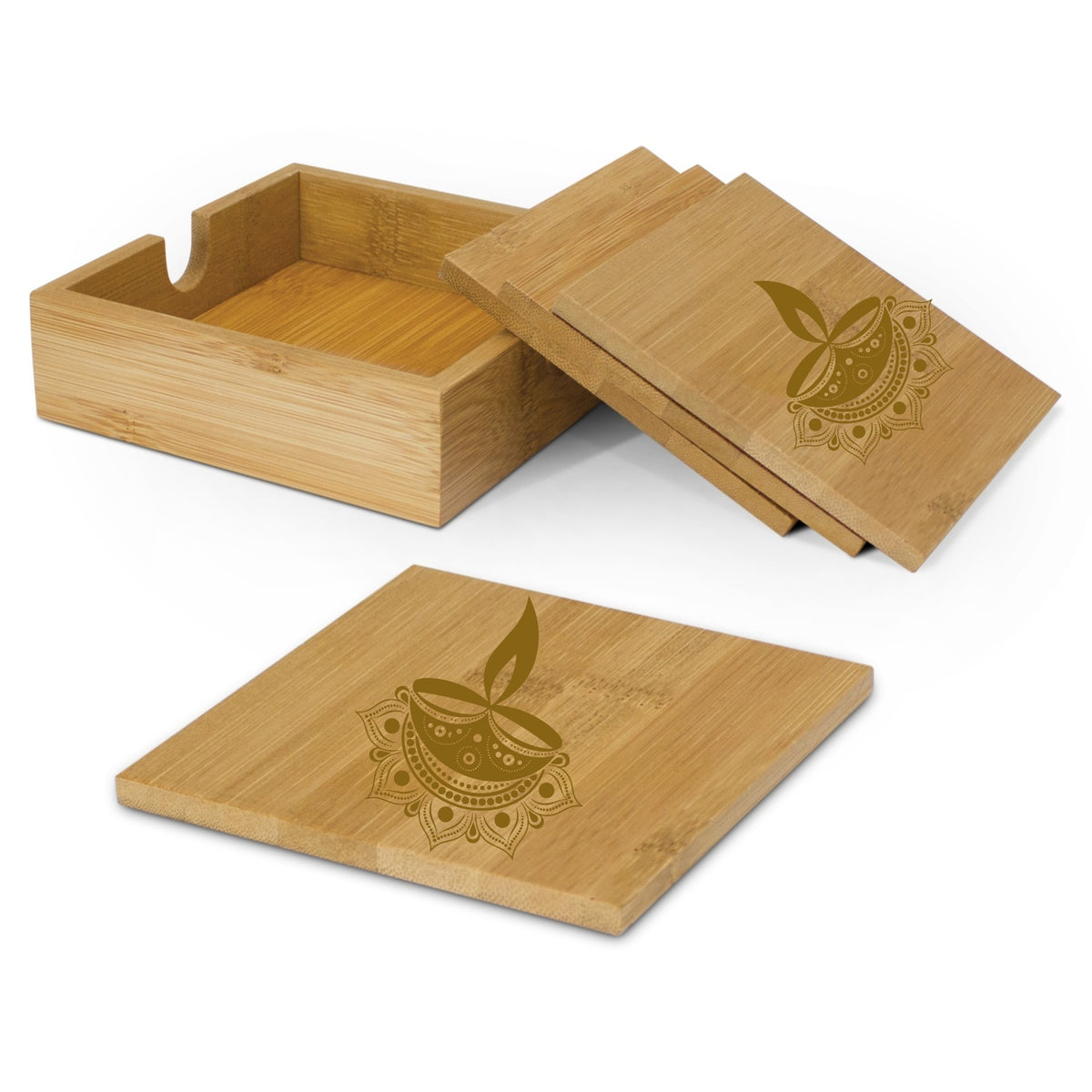 Diwali Bamboo Coasters - Set of 4